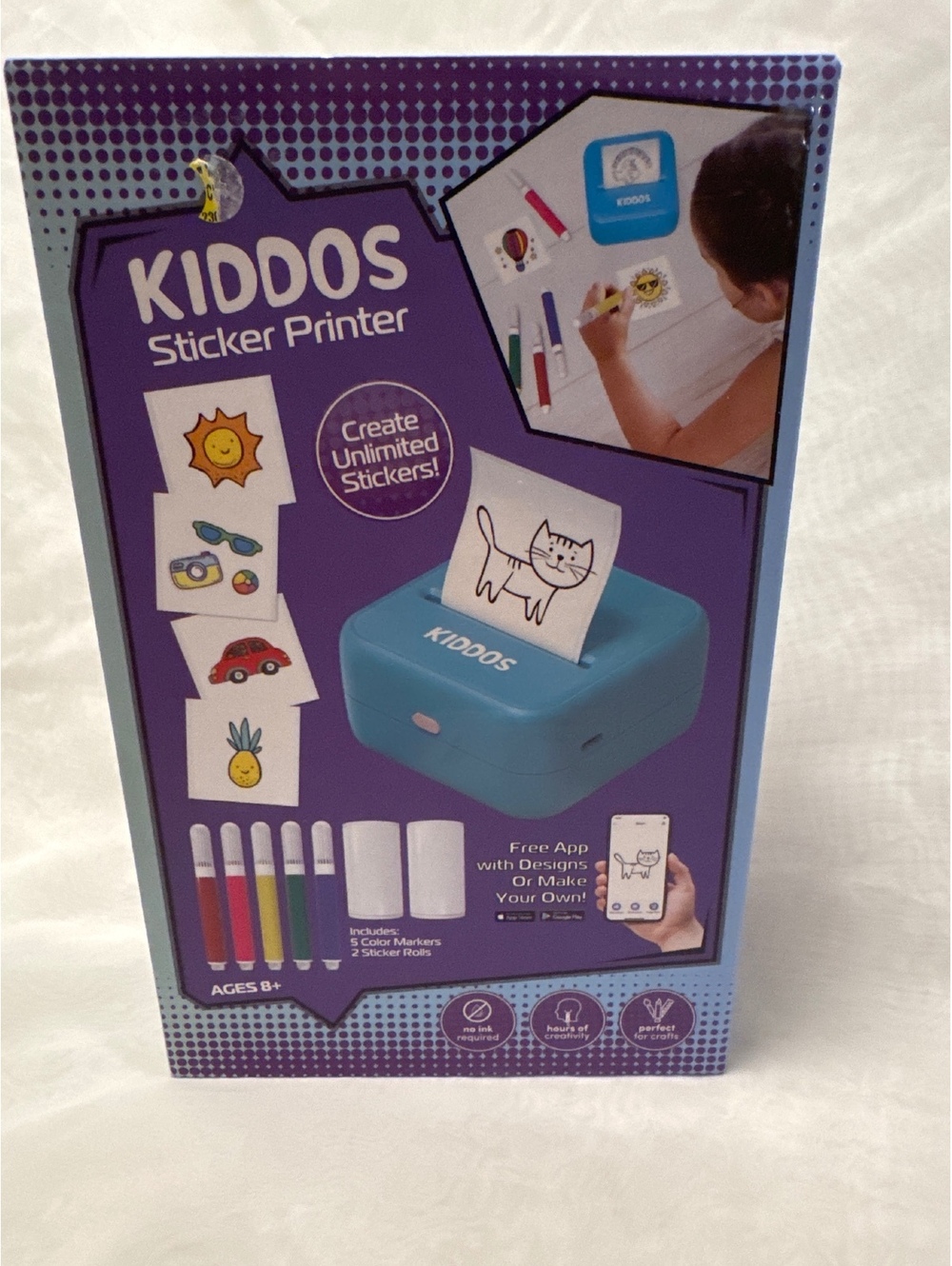 Kiddos Sticker Printer with 5 Color Markers - Create Unlimited Stickers